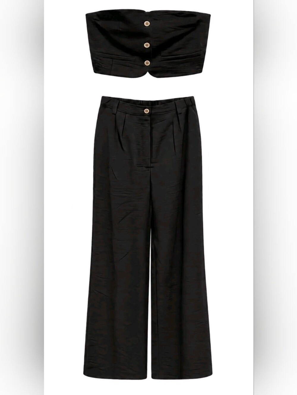 HYFVE Black Wide-Leg High-Rise Trousers & Tube Top Size LARGE $40 NWOT